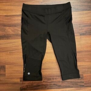 Athleta Black Mesh Capri Leggings Workout Activewear Women's Size L
